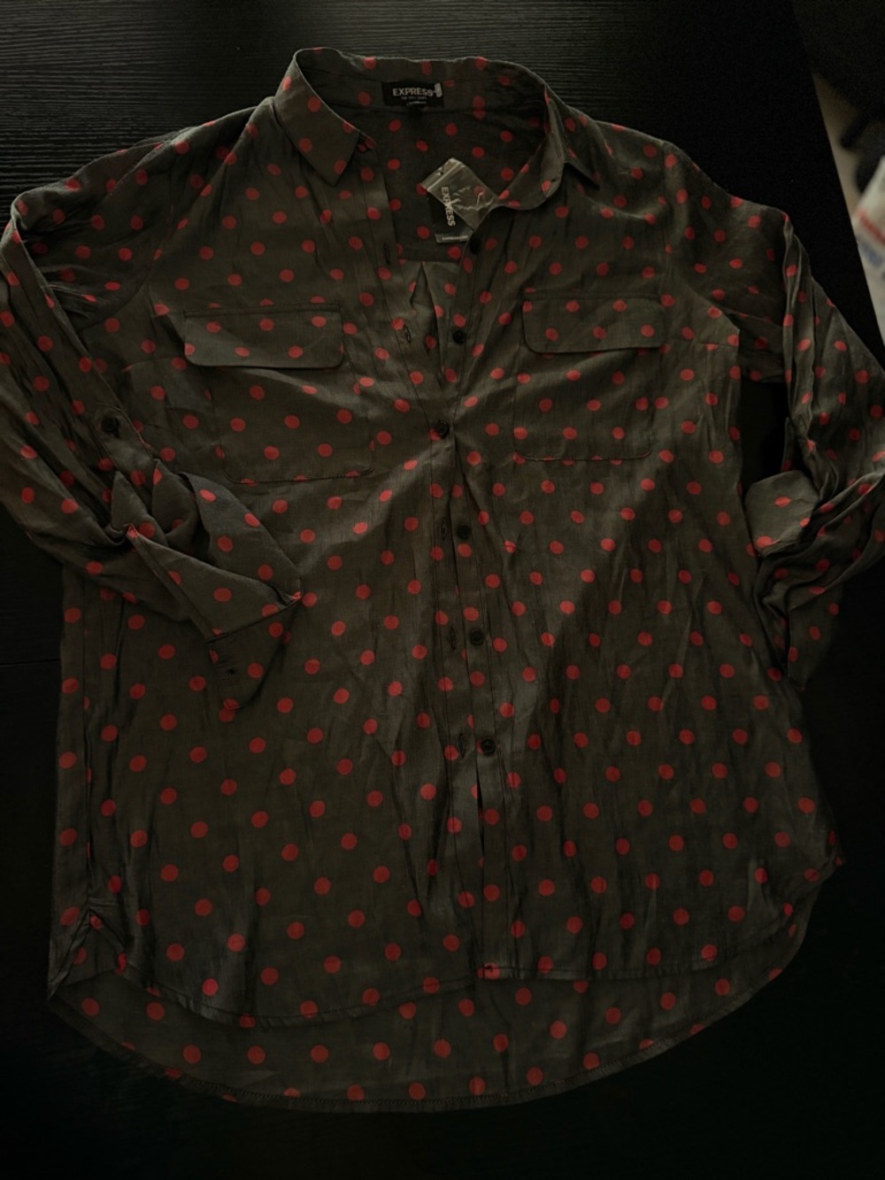 Express  Black Shirt with Red Polka Dots